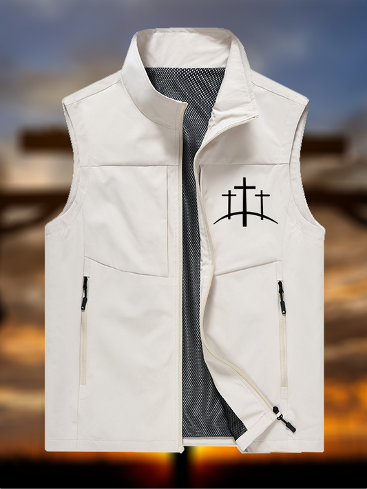 Cross Printed Jesus God Christian Outdoor Quick-dry Vest