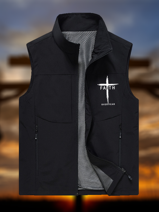 Faith Over Fear Cross Jesus God Christian Outdoor Quick-dry Vest
