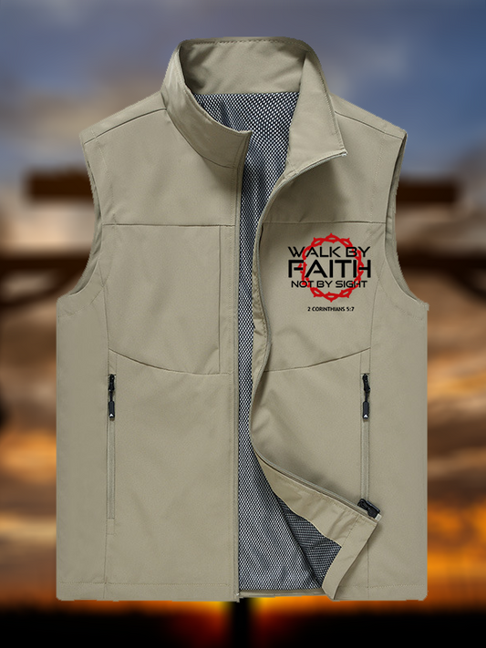 Walk By Faith Not By Sight 2 Corinthians 5:7 Jesus God Christian Outdoor Quick-dry Vest