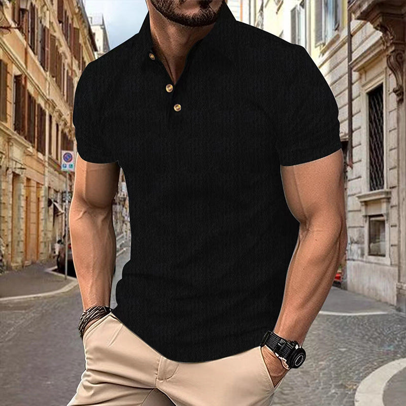 Men's Solid Color Slim Fit Short Sleeve Polo Shirt
