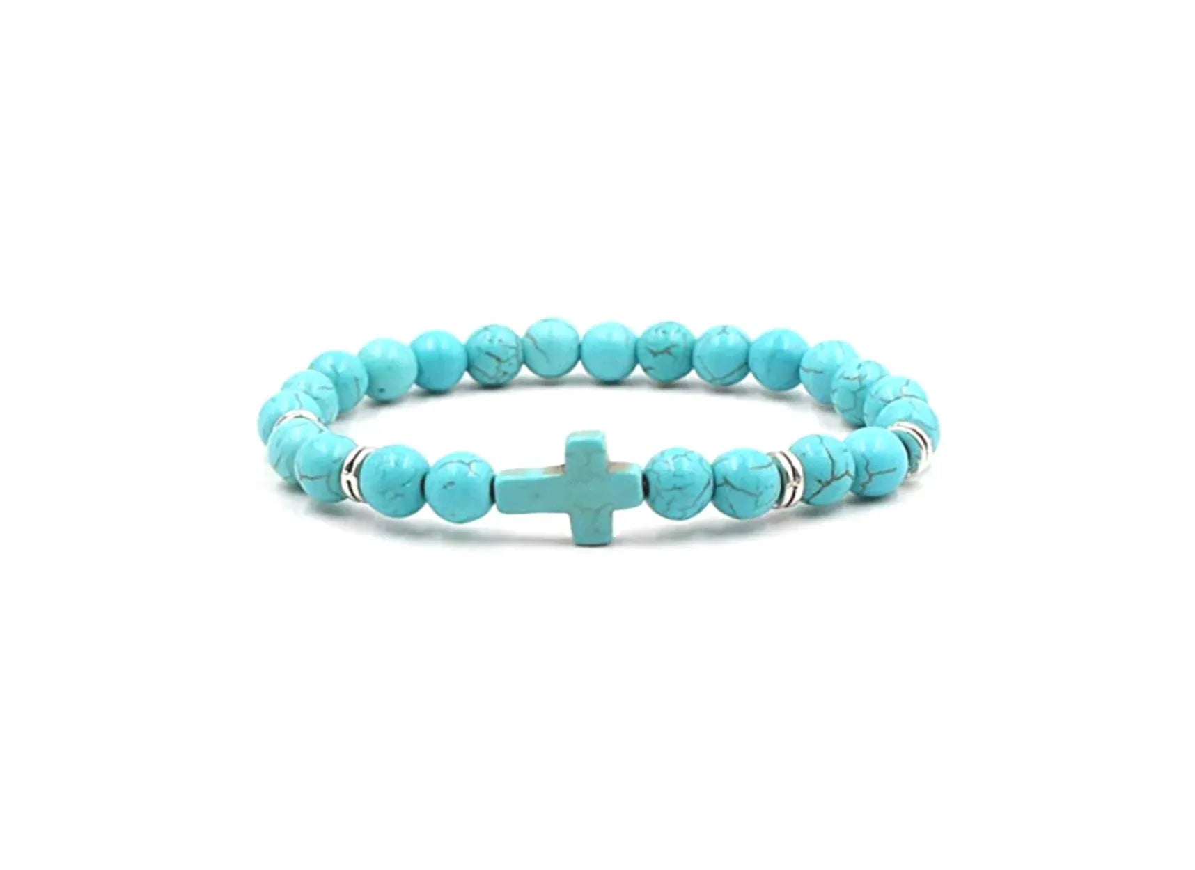 Cross Stone Bead Bracelet - Vintage Turquoise