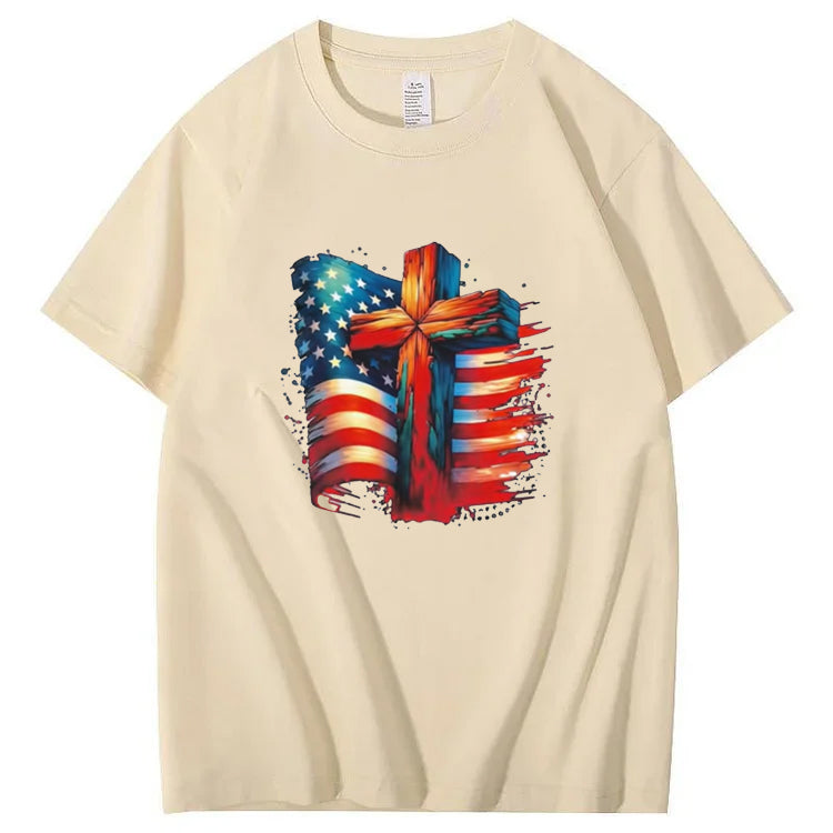 Christian American Shirt, American Flag And Christian Cross Shirt