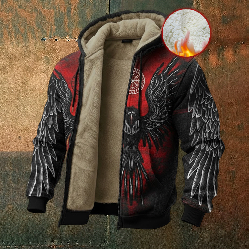 Viking Nordic Raven Gradient Casual Long-Sleeve Warm Fleece Hoodie