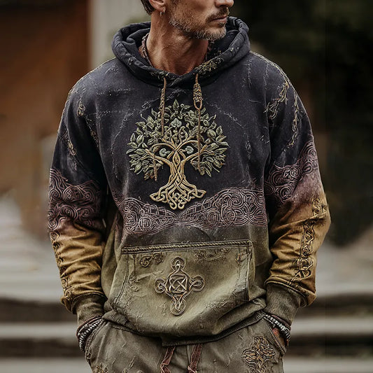 Nordic Viking Inspired Tree Of Life Casual Long-Sleeve Hoodie