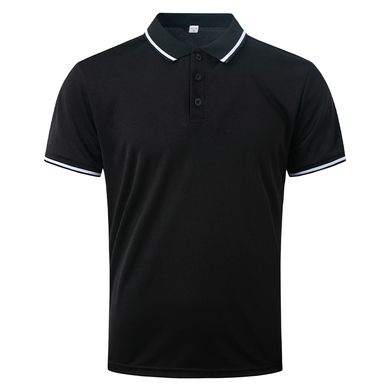 Men's Solid Color Buttoned Ribbed Collar Short Sleeve Polo Shirt
