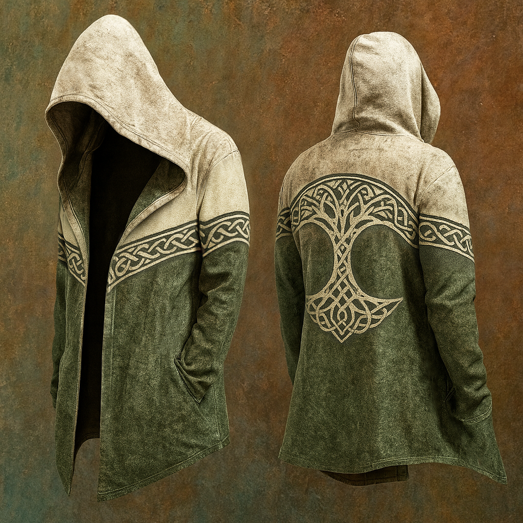Men's Viking Nordic Celtic Totem Design Streetwear Hooded Jacket