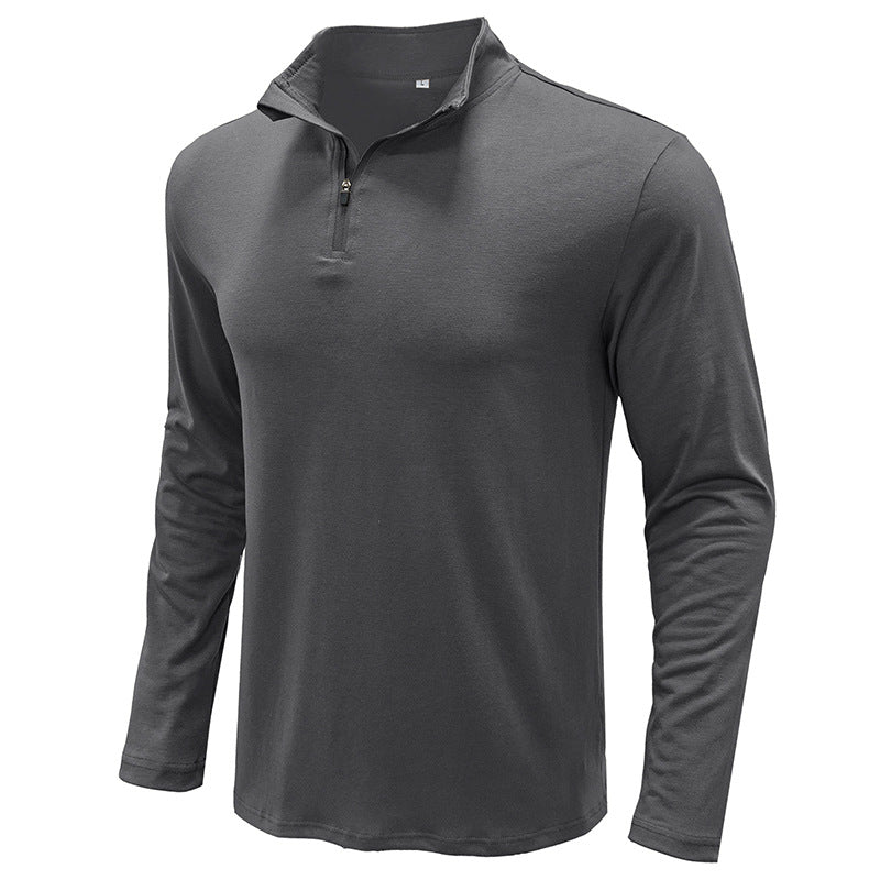 Men's Basic Stand Collar Zipper Polo Shirt