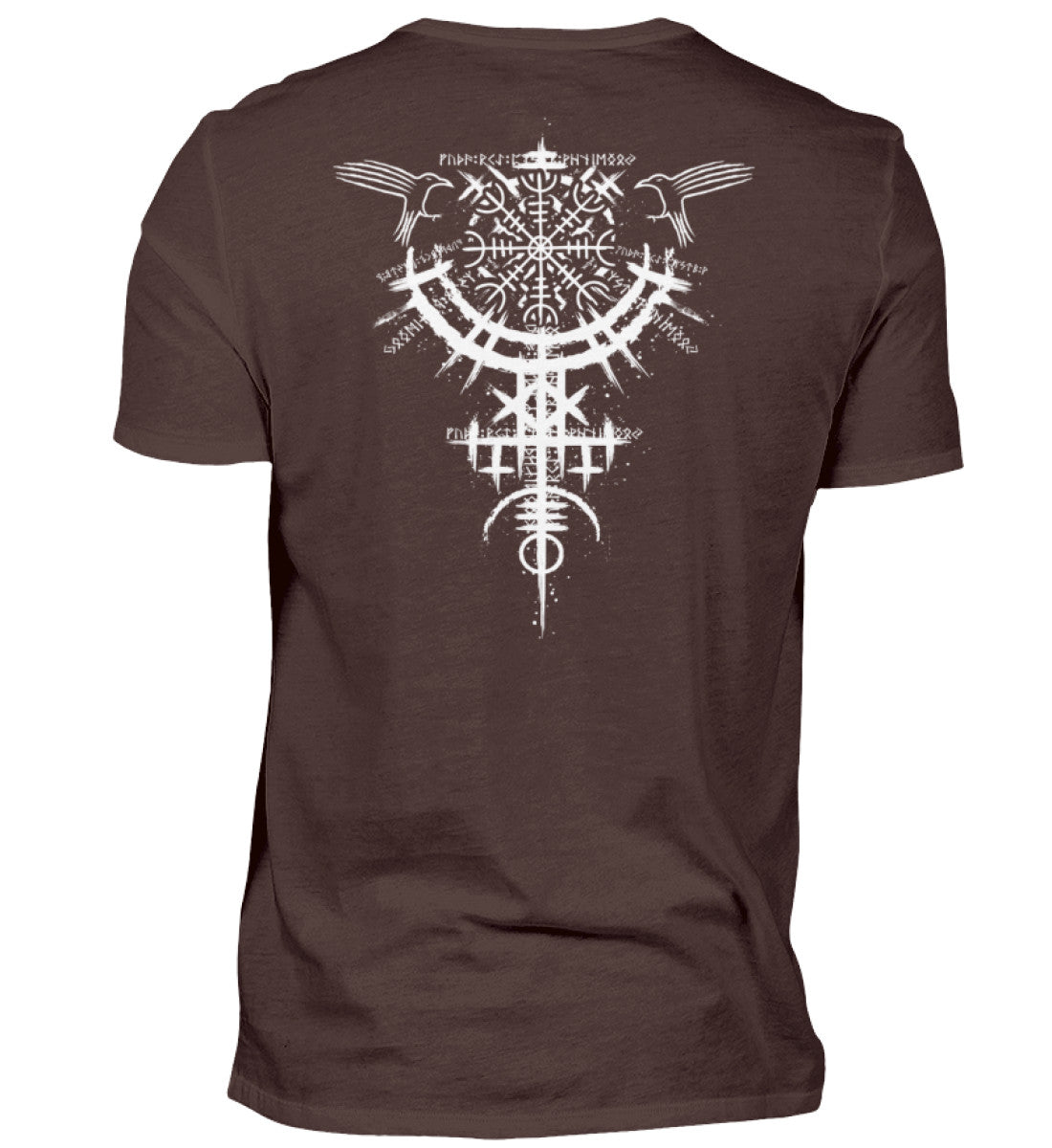 Viking Premium T-Shirt - Rune Circle, Helm of Awe & Raven Design