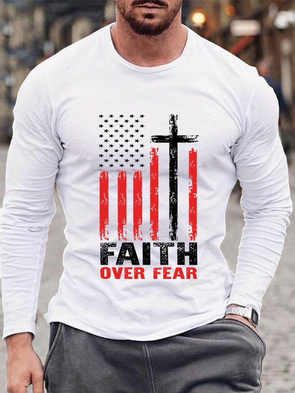 Faith Over Fear Flag Long Sleeve T-shirt