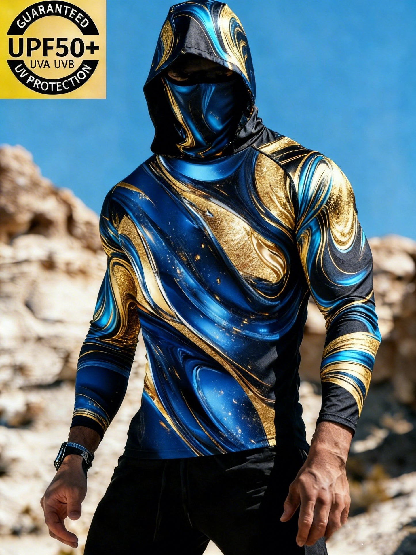 Men's Mechanical Lines Sun Protection Print Top