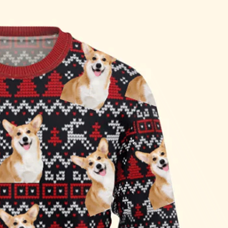 Pet Funny Faces Christmas Gift For Pet Lovers Ugly Red Navy Blue Sweater