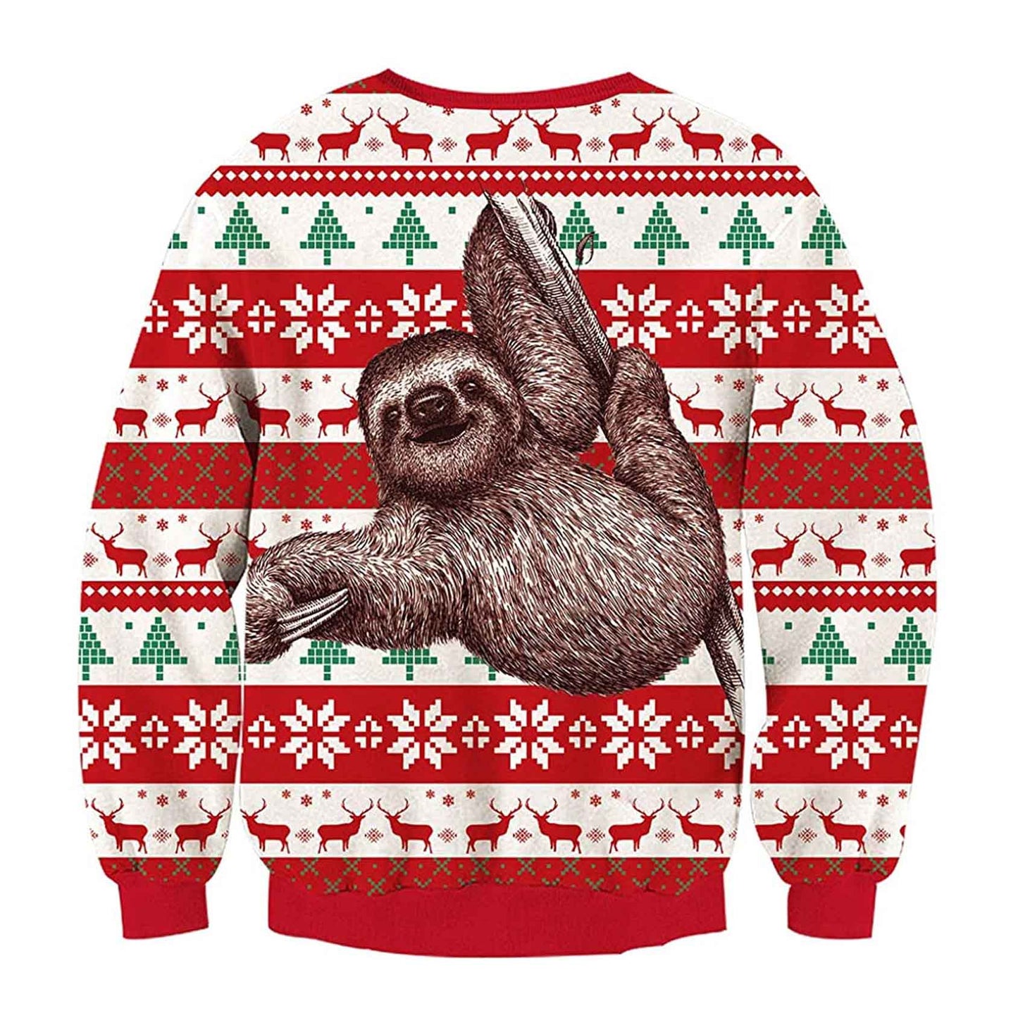 Unisex Sloth Climbing Print Crew Neck Ugly Christmas Sweatshirt