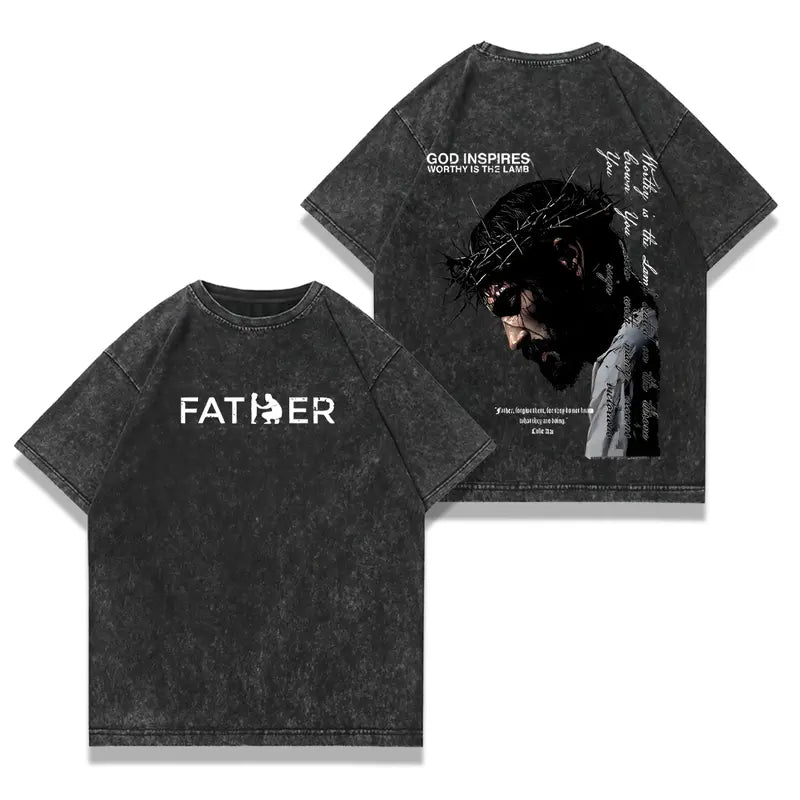 valentine shirts FATHER , FORGIVE THEM Vintage Jesus Christian Oversized Washsd T-Shirt