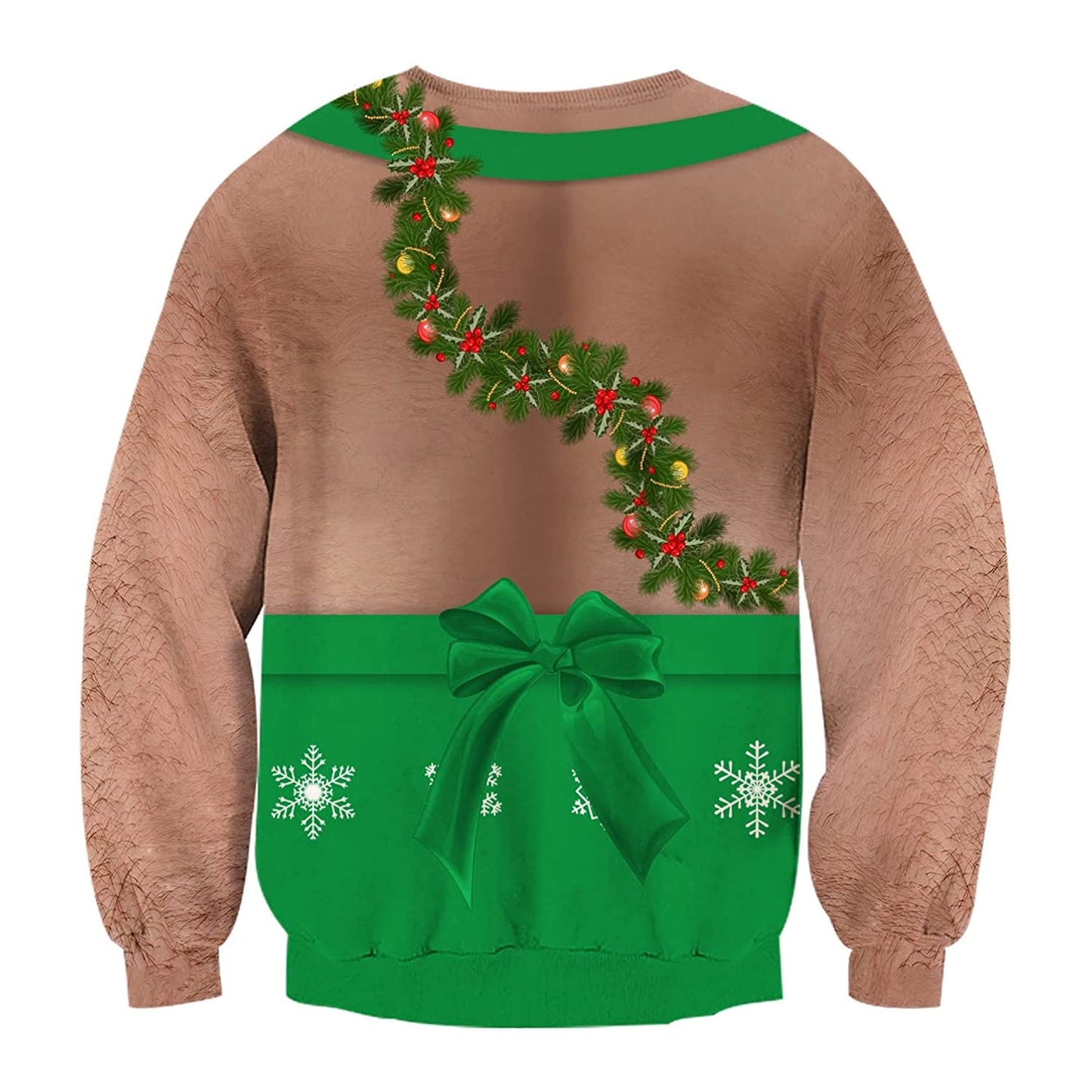 Unisex Hairy Chest Sloth Print Crew Neck Ugly Christmas Sweatshirt