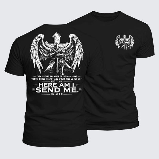 Luxe Mercerized Cotton Tee - Here I Am Send Me Isaiah 6:8 Knight Templar Crusader