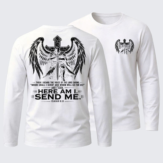 Here I Am Send Me Isaiah 6:8 Knight Templar Crusader Cotton Long Sleeve T-Shirt
