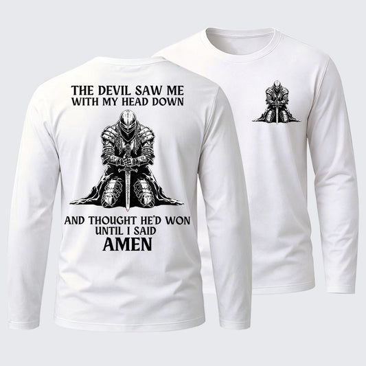 The Devil Saw Me Until I Said Amen Cotton Long Sleeve T-Shirt