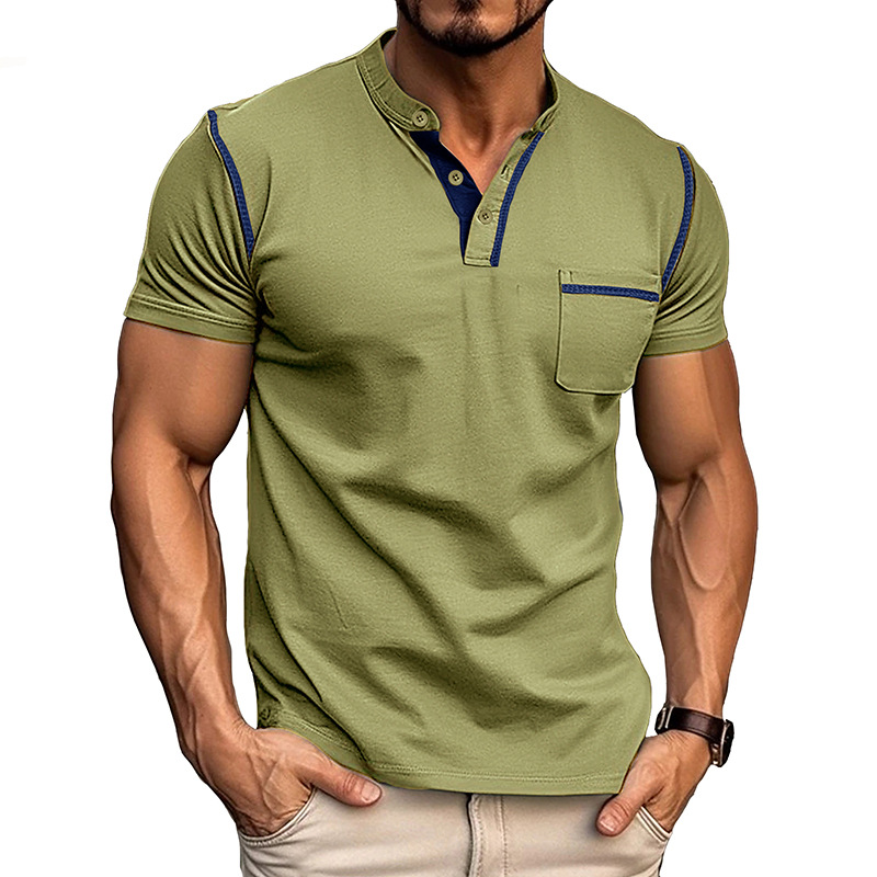 Men's Slim Fit Henley Collar Polo Shirt