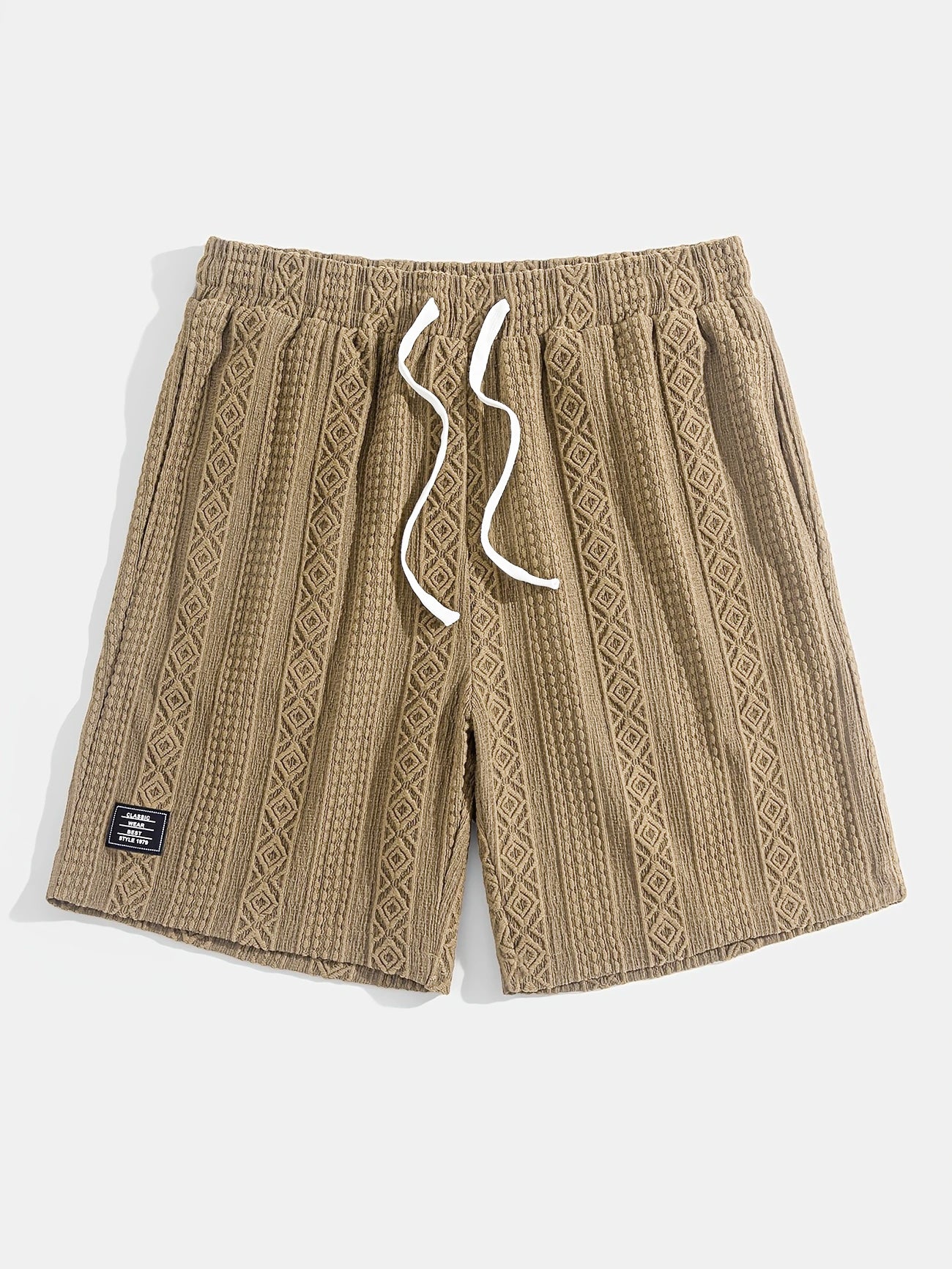 Men's Jacquard Textured Embroidered Logo Casual Shorts