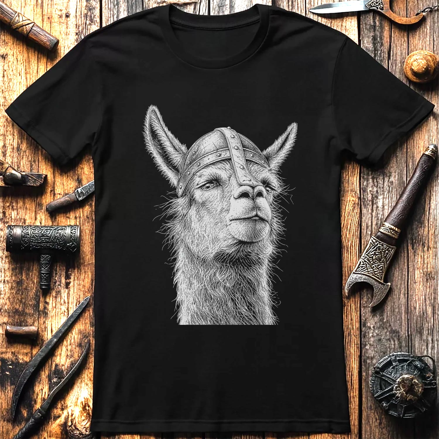 LLAMA-VIKING-HEAD-044 T-Shirt US