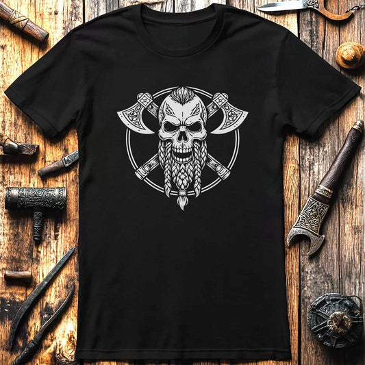 Viking Skull Crossed Axes 028 T Shirt US