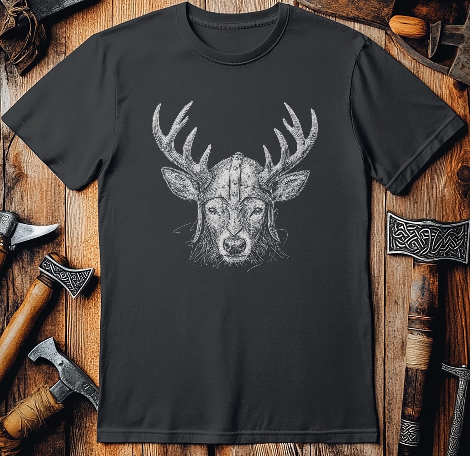 DEER-VIKING-HEAD-044 T-Shirt US