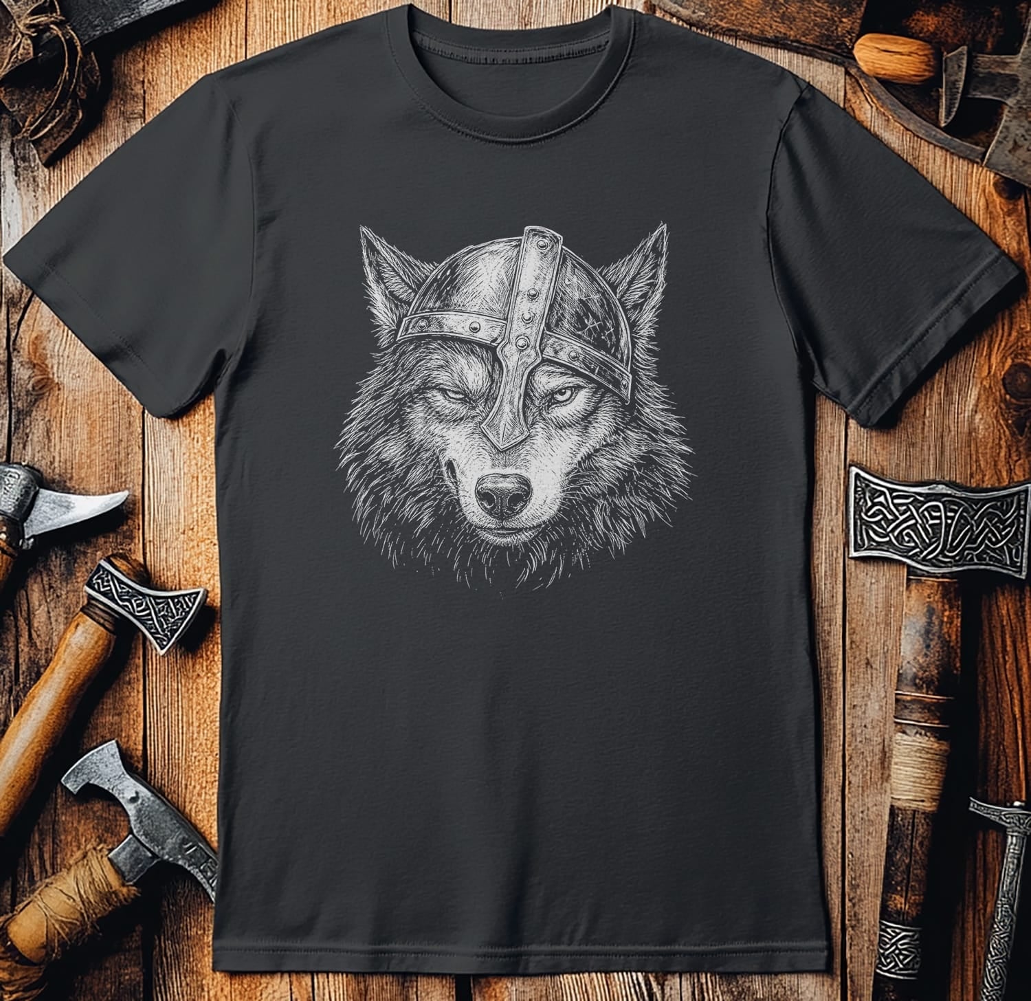 WOLF-VIKING-HEAD-044 T-Shirt US