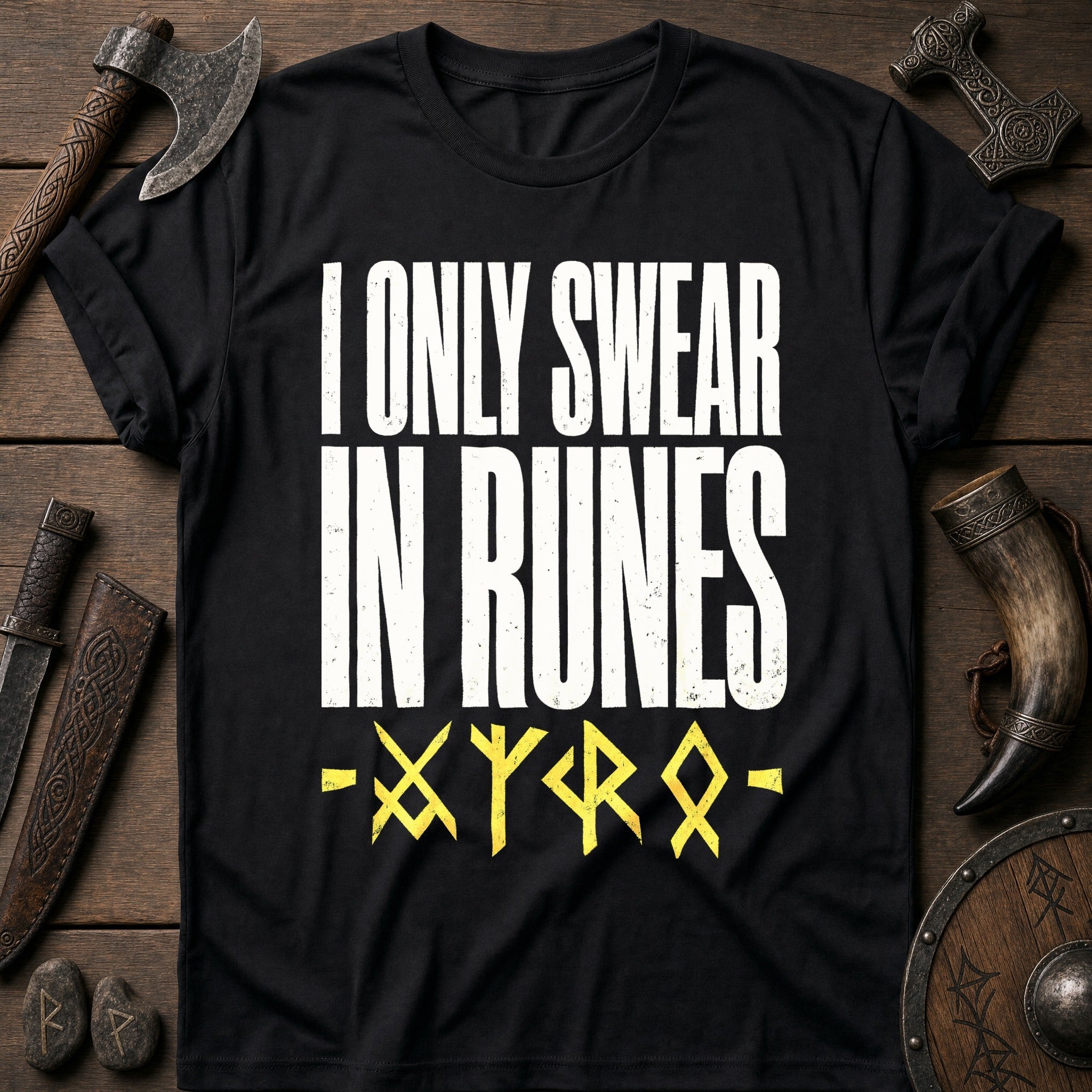 I Only Swear In Runes Viking T-Shirt US