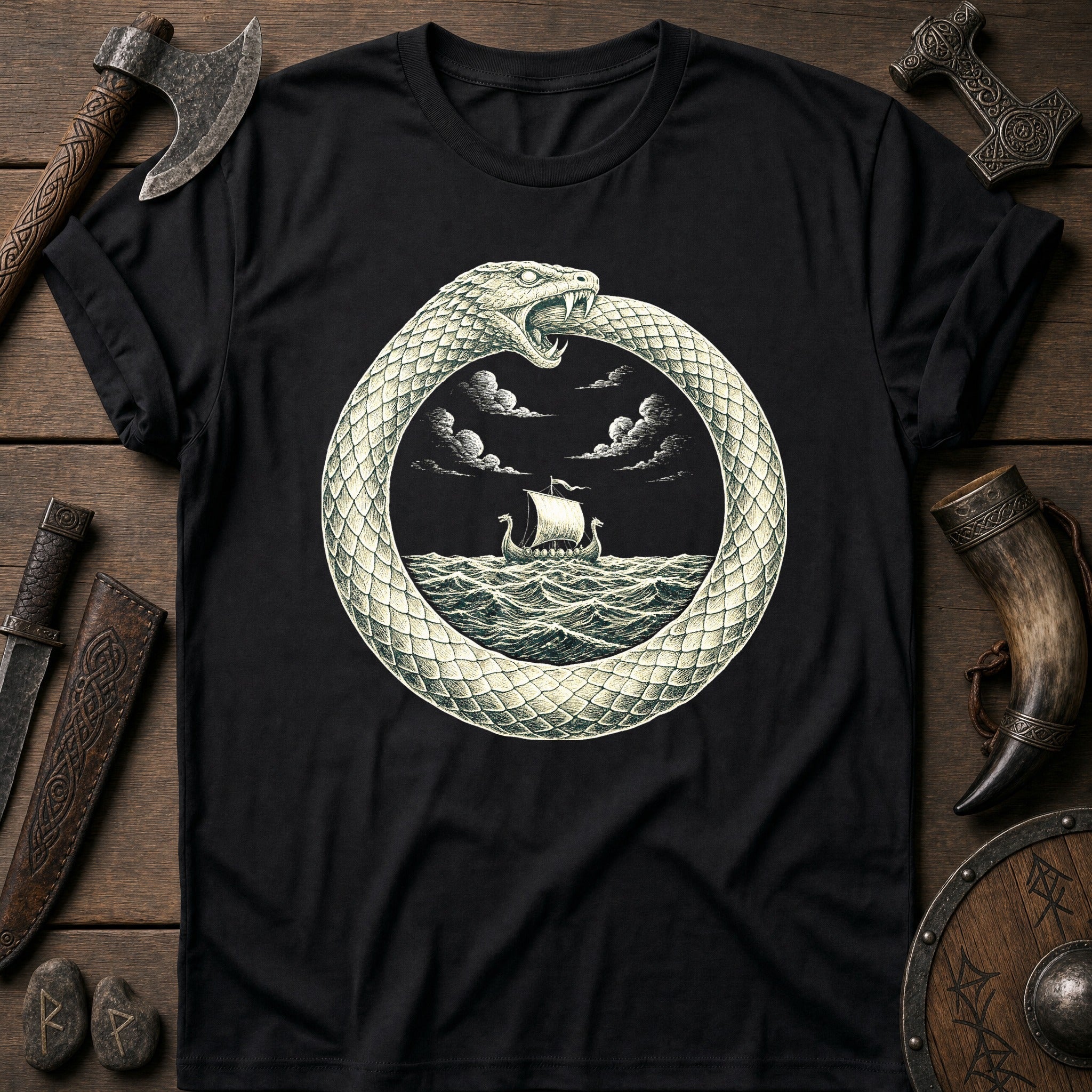 Jormungandr Circles The Sea Viking T-Shirt US