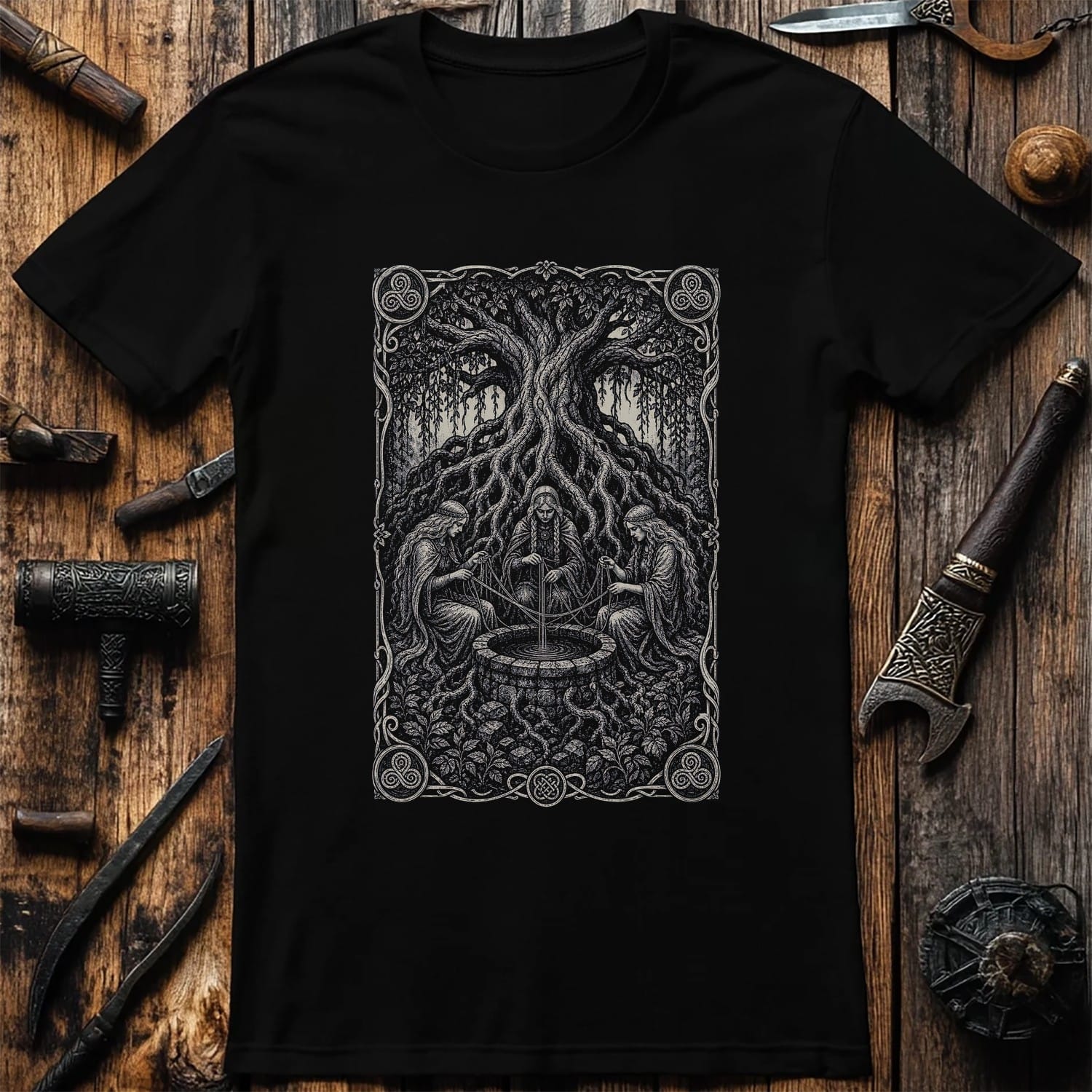 Norns Weaving Fate Viking T-Shirt EU