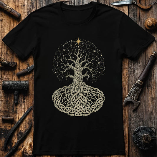 Yggdrasil Crown Of Stars Viking T-Shirt US