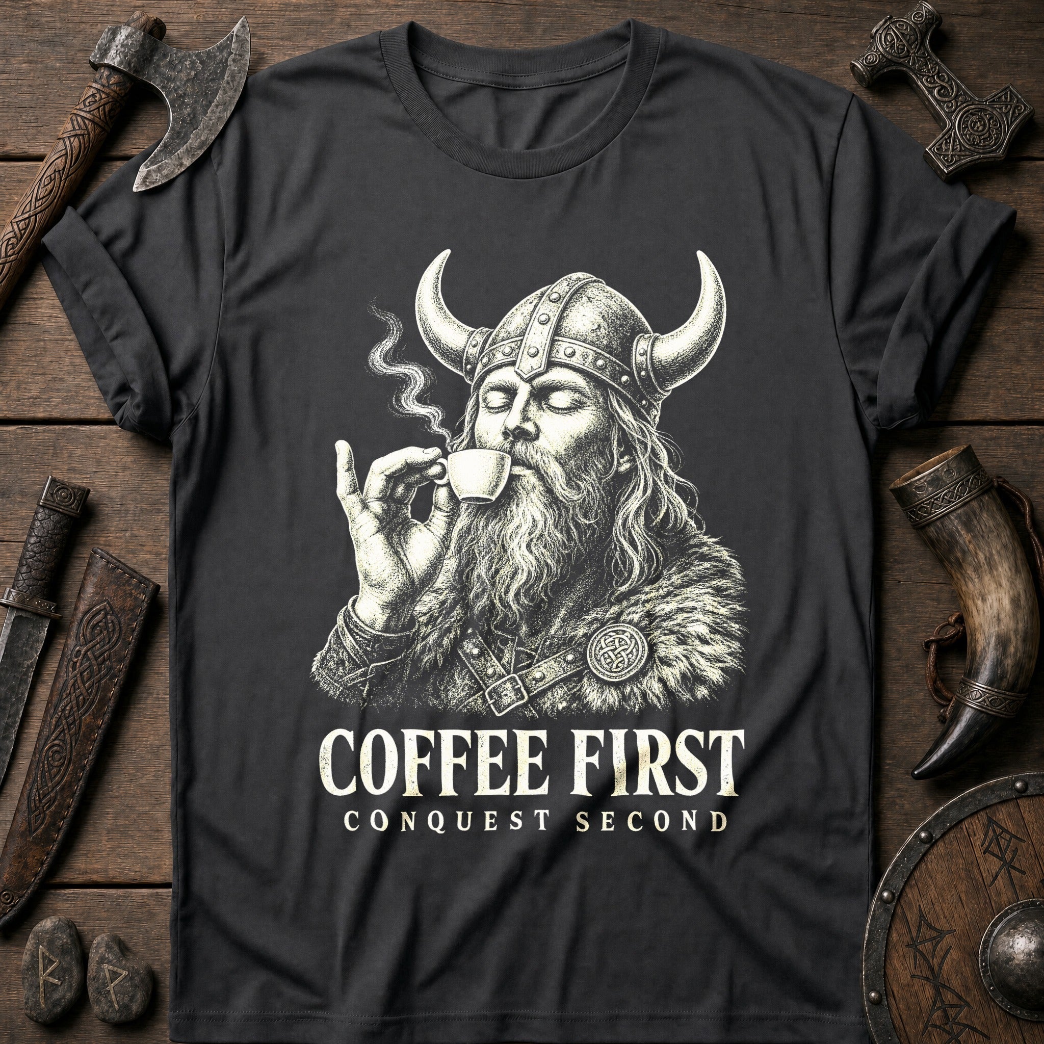 Coffee First Conquest Second Viking T-Shirt US
