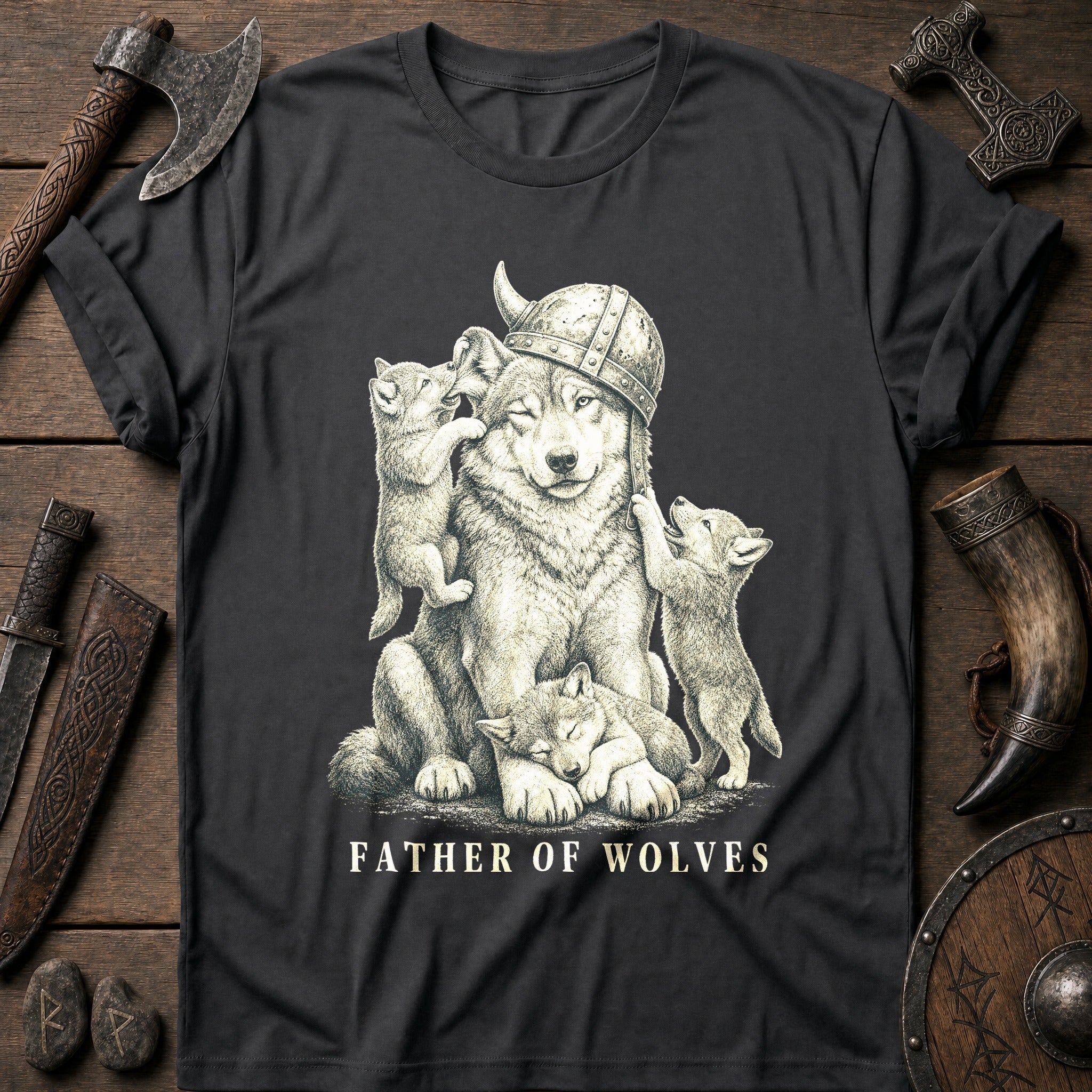 Father Of Wolves Viking T-Shirt US
