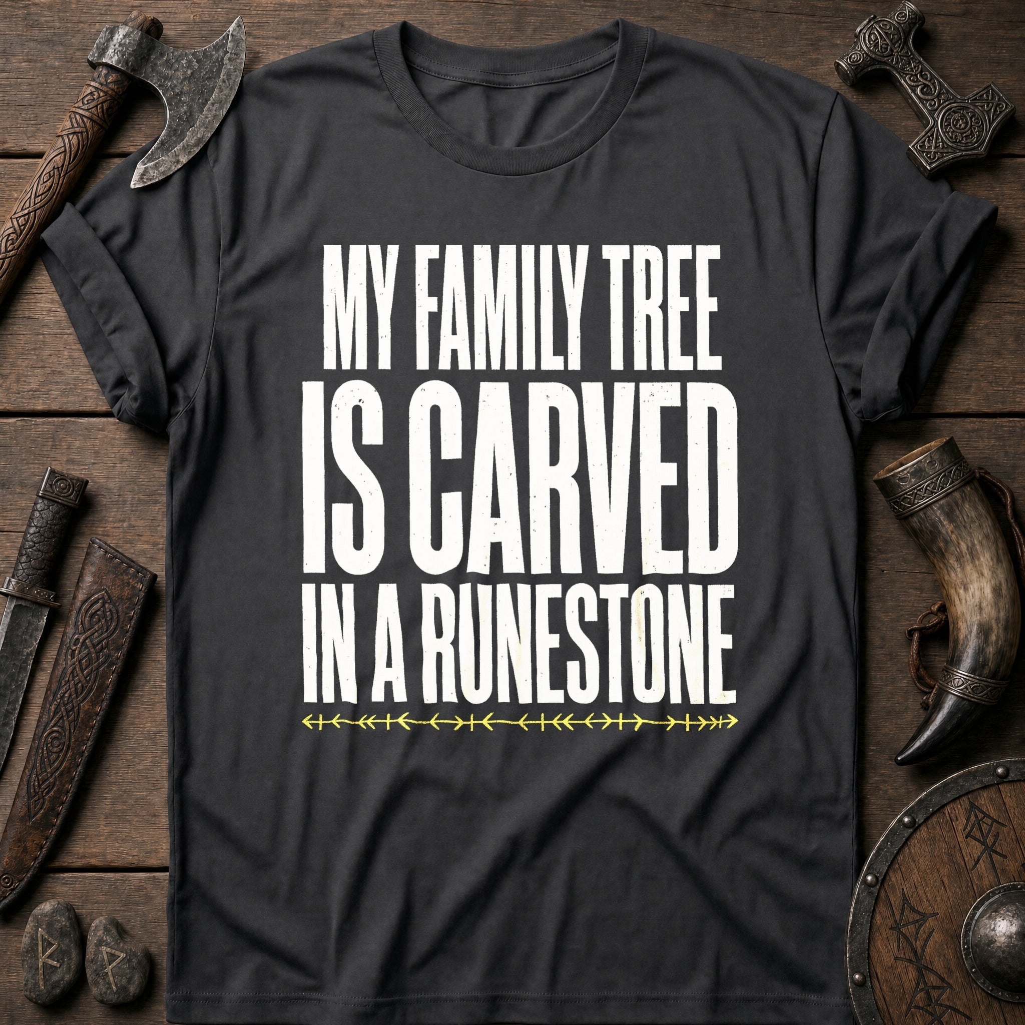 My Family Tree Is Carved In A Runestone Viking T-Shirt US