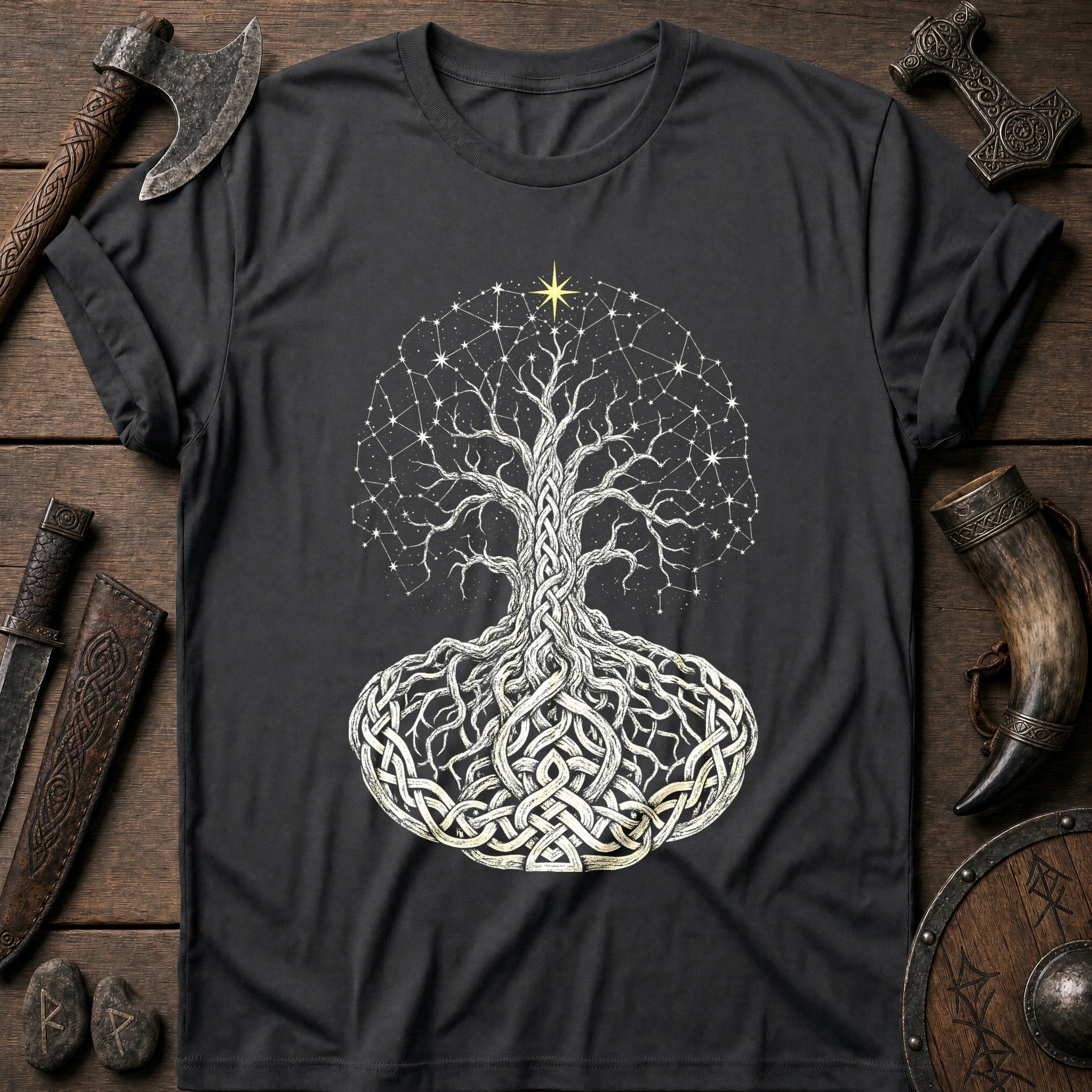 Yggdrasil Crown Of Stars Viking T-Shirt US