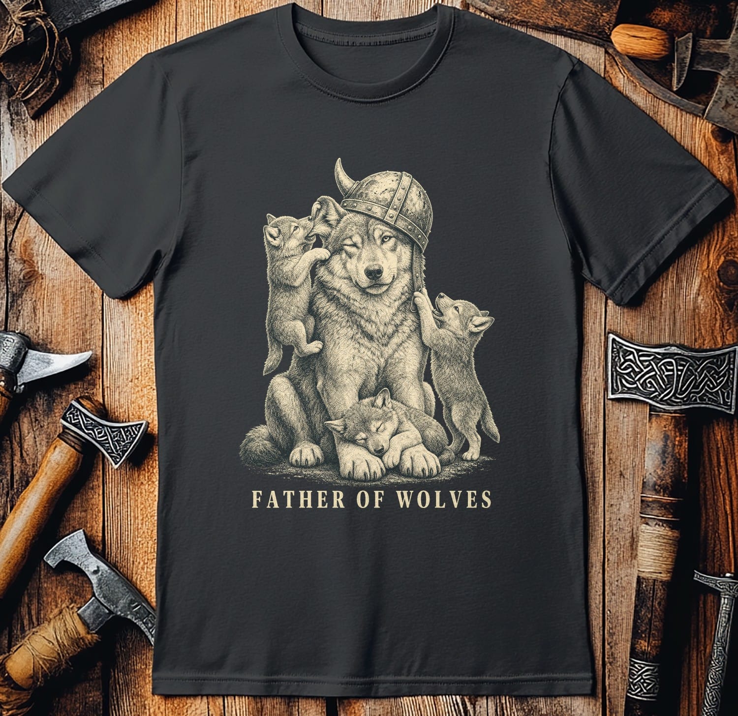 Father Of Wolves Viking T-Shirt EU