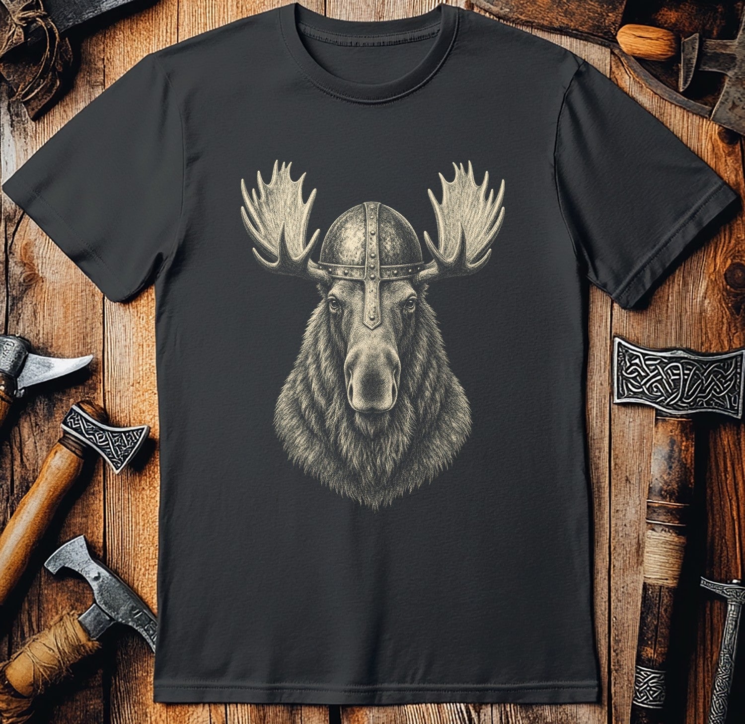 Moose Jarl Iron Helm Viking T-Shirt US