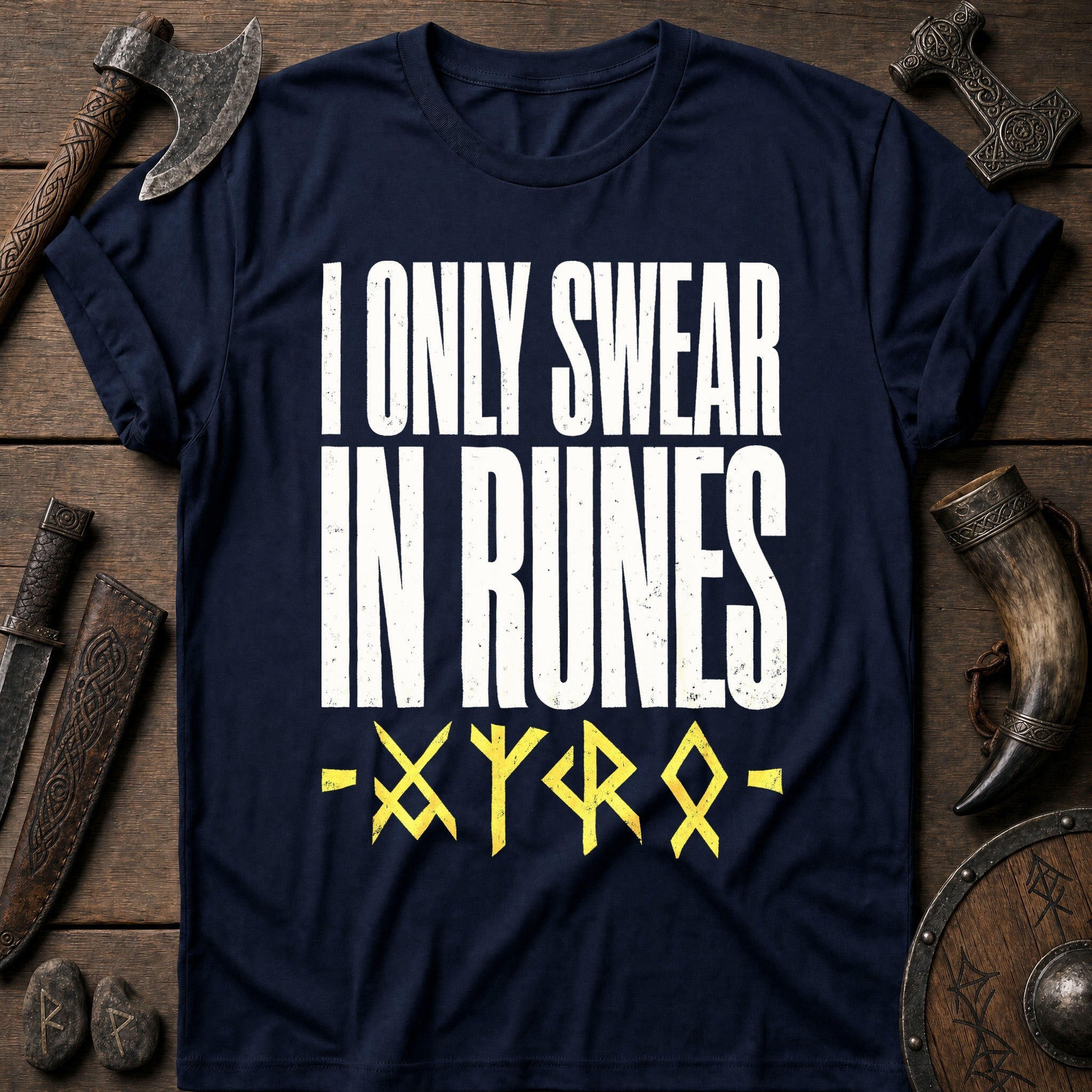 I Only Swear In Runes Viking T-Shirt US