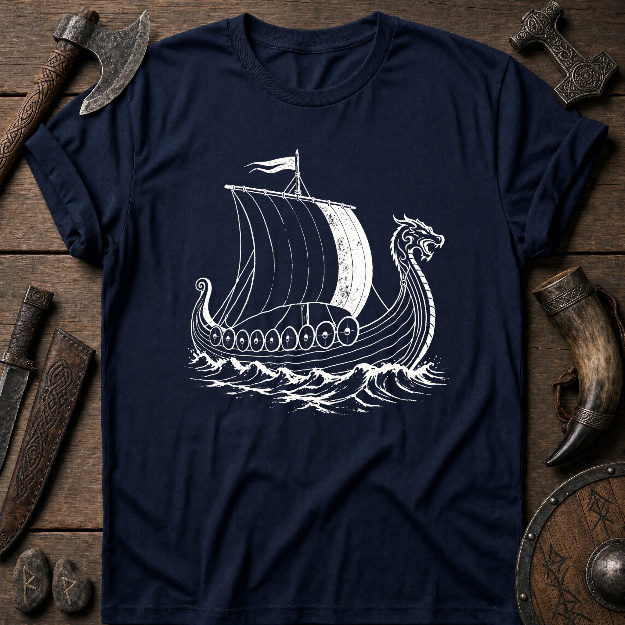 Longship Negative Space Viking T-Shirt US