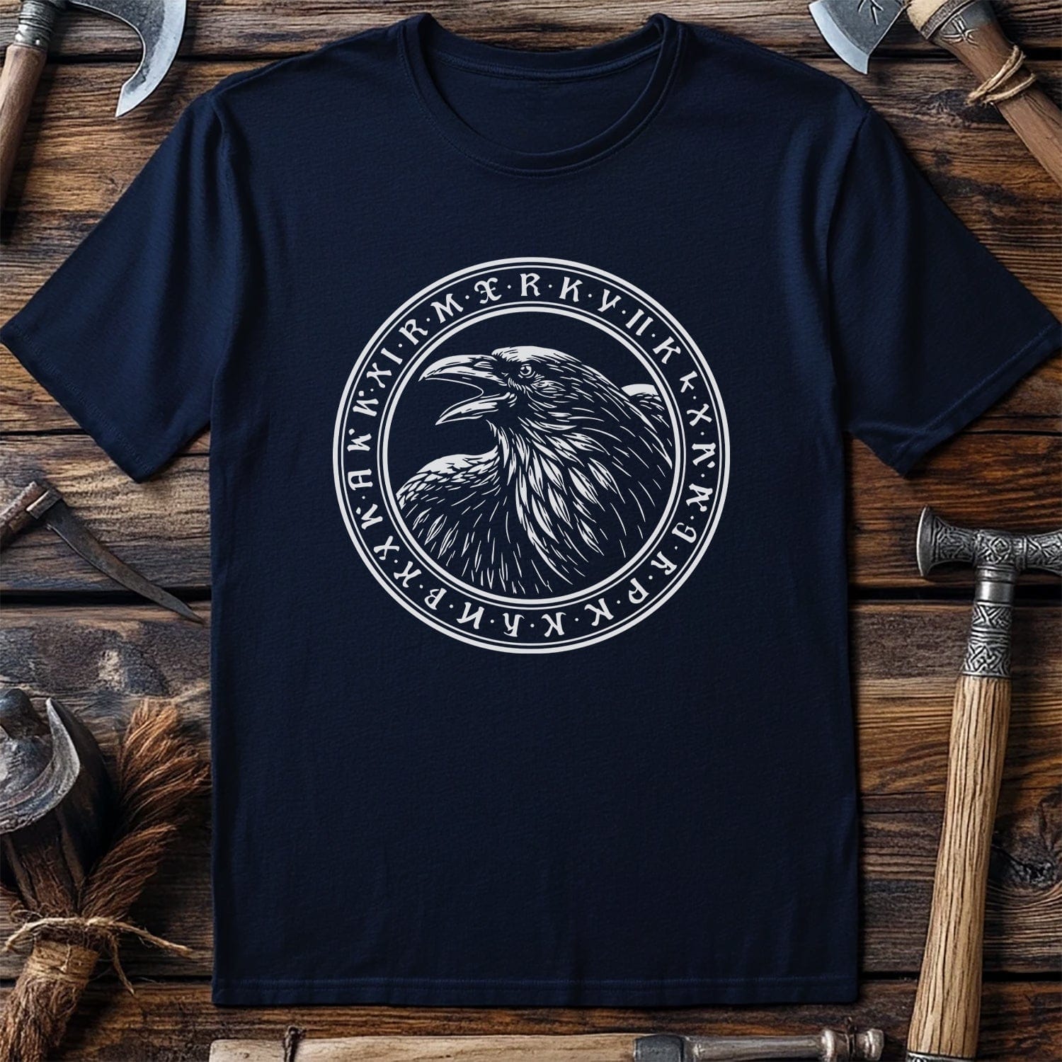RAVEN WITH RUNES CIRCLE 028 T Shirt US