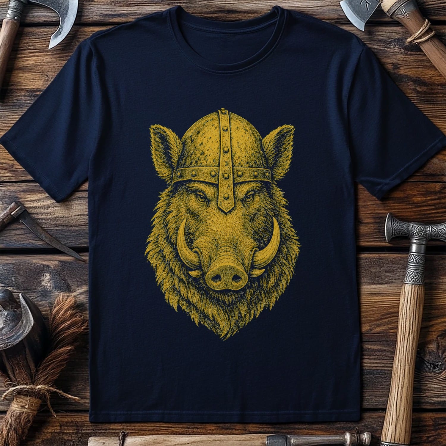 Boar In Iron Helm Viking T-Shirt EU