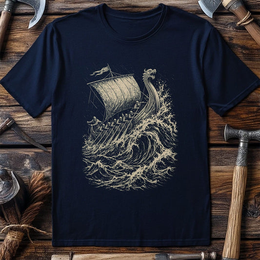 Longship Through The Storm Viking T-Shirt US
