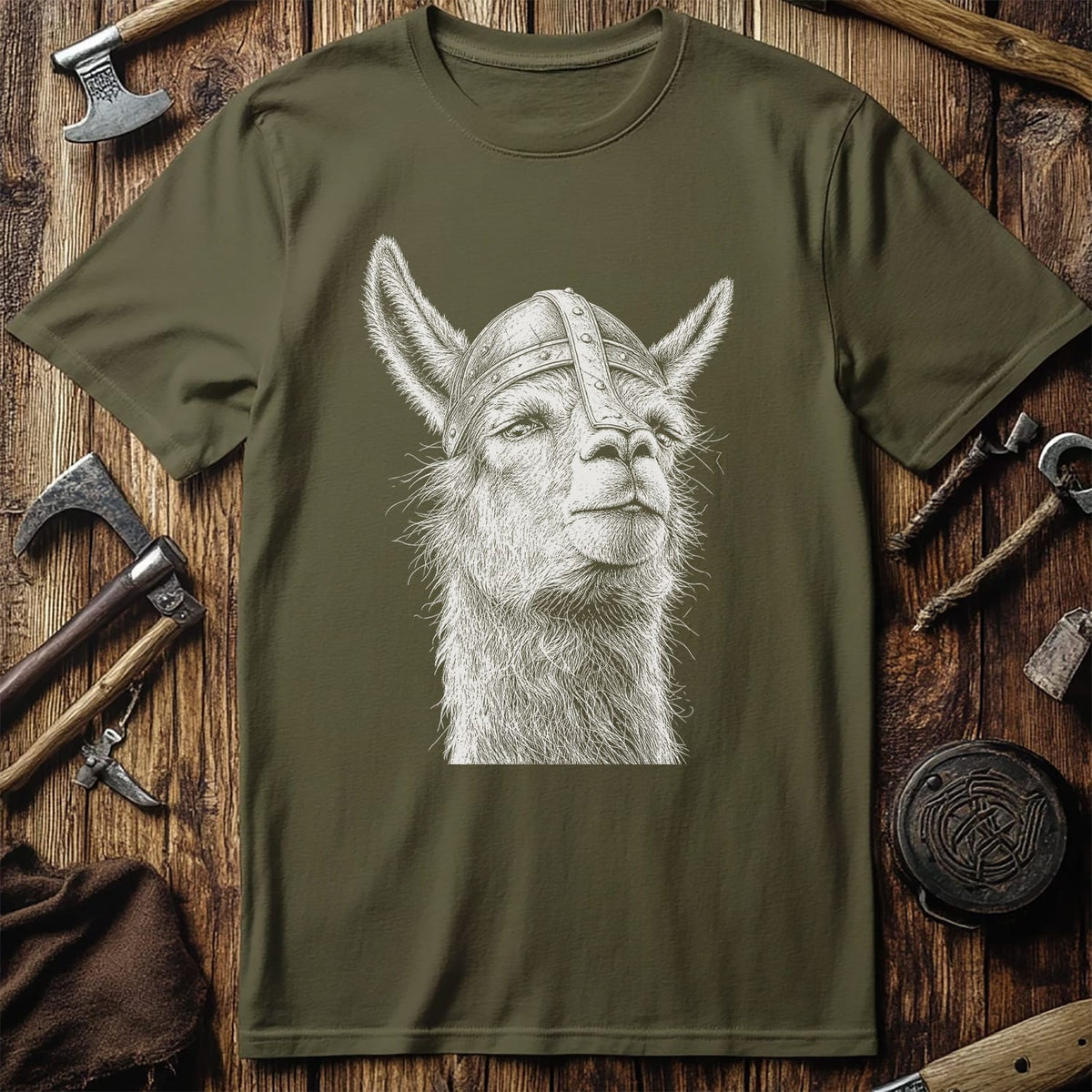 LLAMA-VIKING-HEAD-044 T-Shirt US