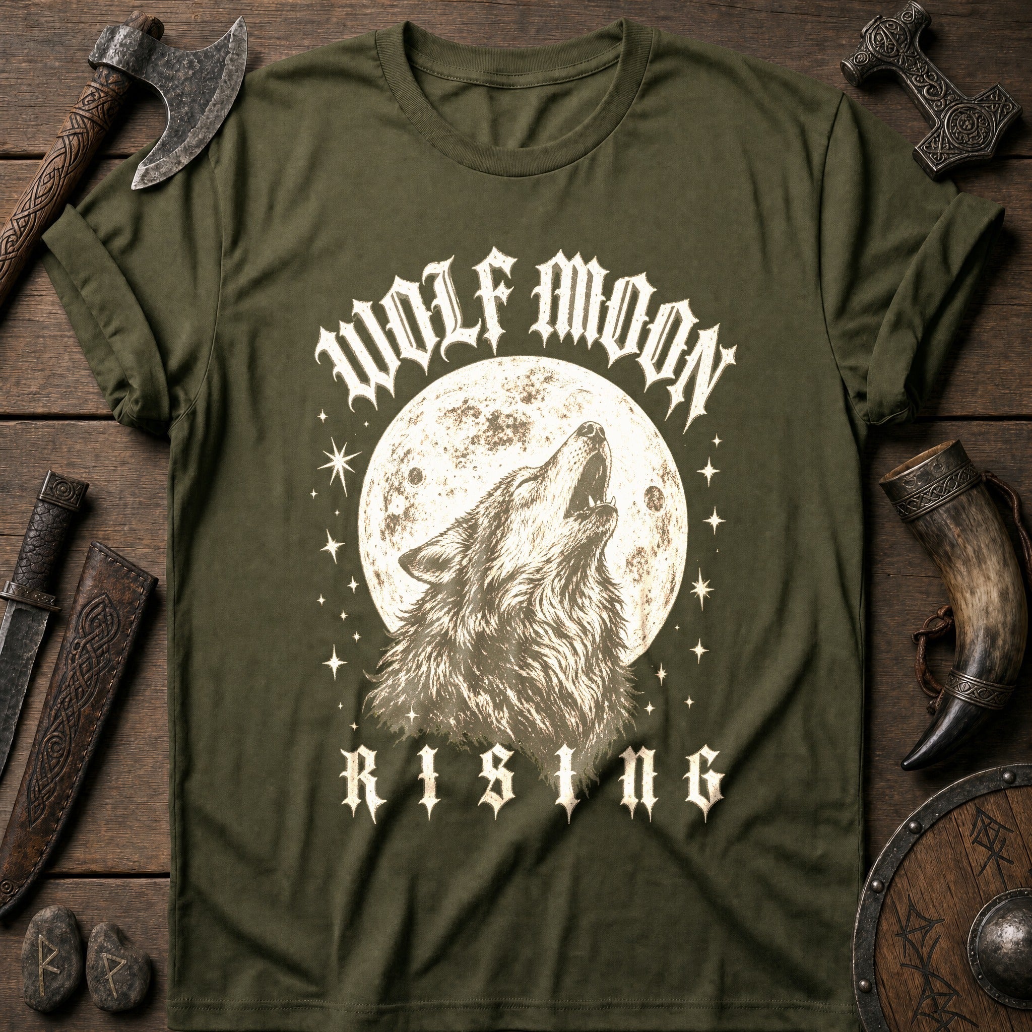 Wolf Moon Rising Viking T-Shirt US