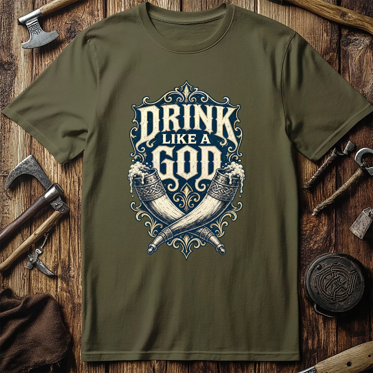 Drink Like A God Viking T-Shirt EU