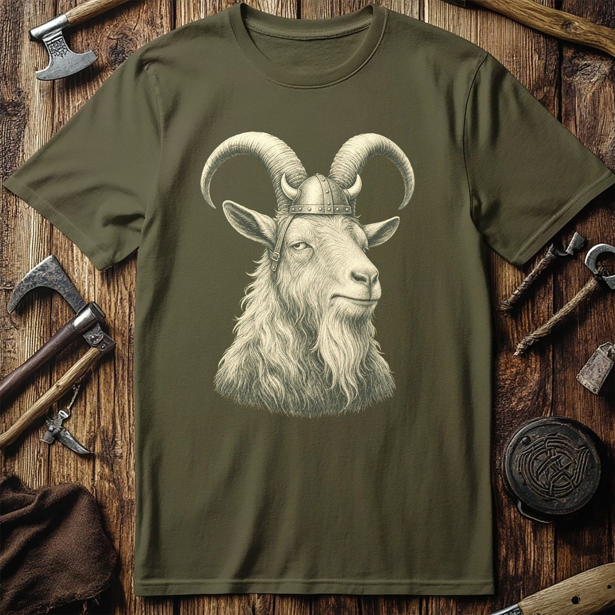 Goat Helm Between Horns Viking T-Shirt US