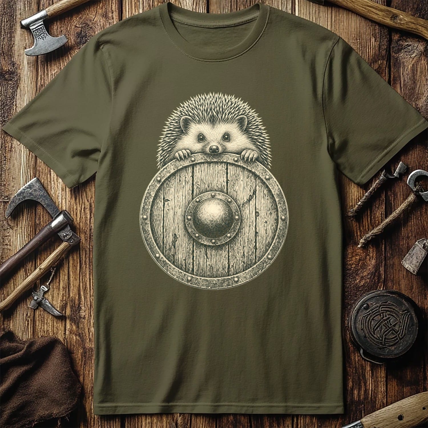 Hedgehog Shield Bearer Viking T-Shirt EU