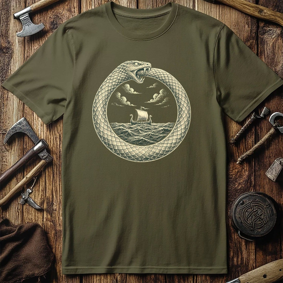 Jormungandr Circles The Sea Viking T-Shirt EU
