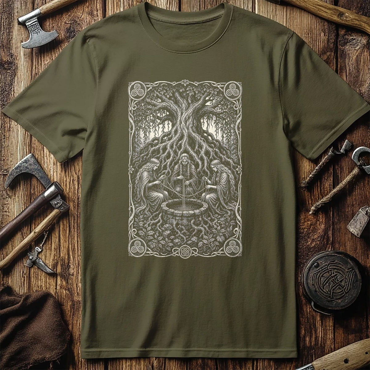 Norns Weaving Fate Viking T-Shirt EU