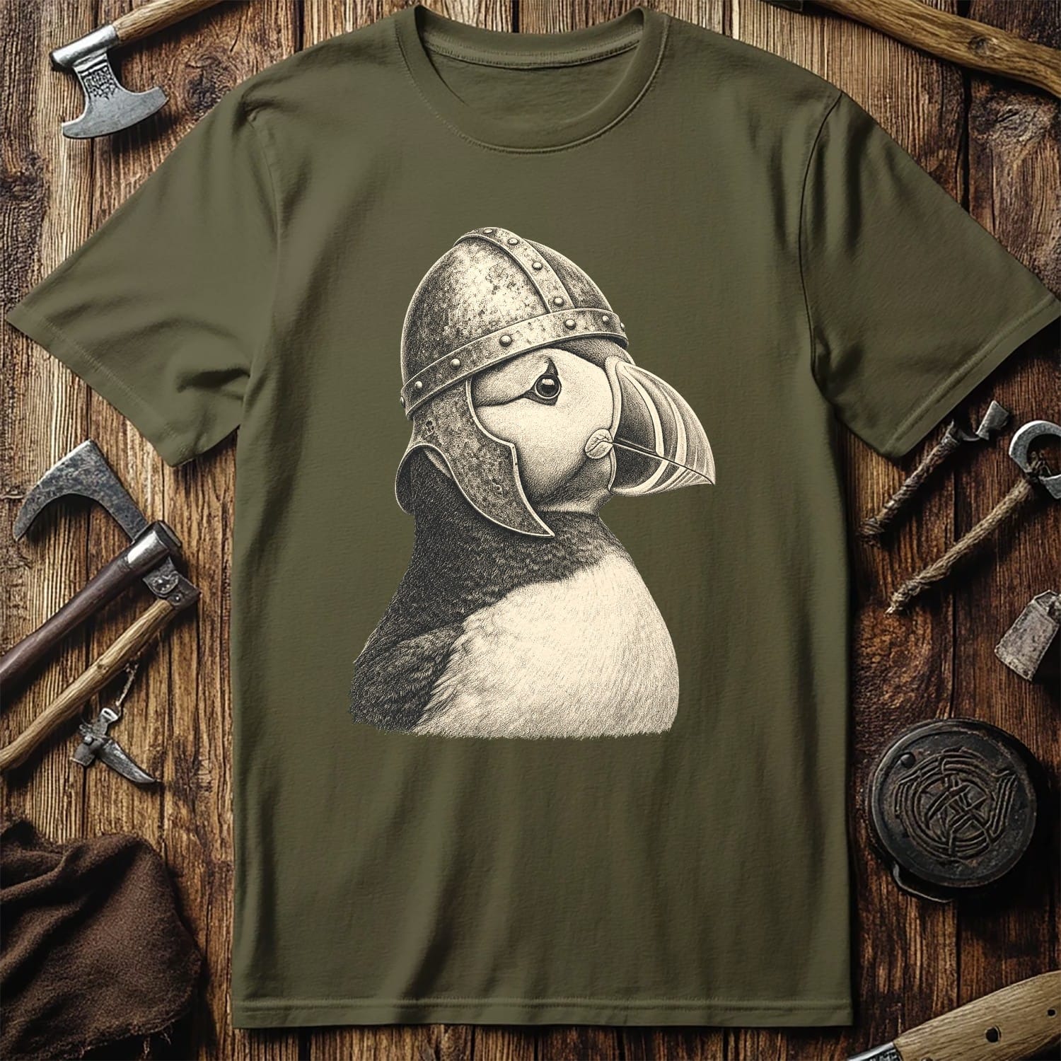 Puffin Raider Helm Viking T-Shirt EU